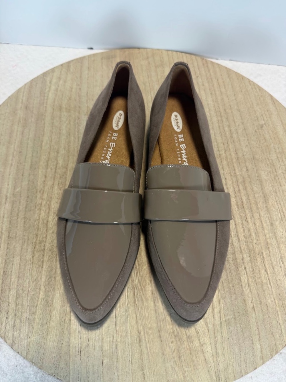 Dr. Scholl's Womens 7.5 Taupe Loafers Pointed Toe BE Energized Comfort Flats